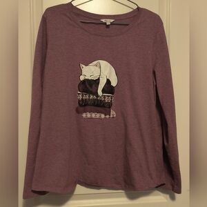 Reitmans Mauve Cat Graphic Pajama Top